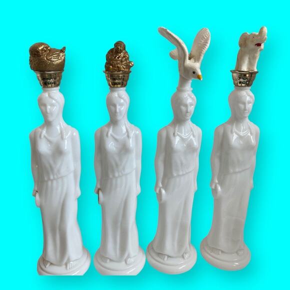 Grecian Godesses Headresses Altered Bottle Art Assemblage Birds Buddha Elephant - Picture 6 of 7